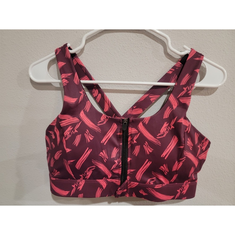 Cordaw Zip‎ In Front Sports Bra High Impact Strappy Back Support Workout XL NWT